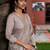 Grey vichitra silk thread embroidered with sequins work kurta pant set