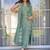 Sea green viscose zari chanderi heavy thread embroidered work kurta pant set