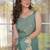 Sea green viscose zari chanderi heavy thread embroidered work kurta pant set