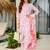 Off white silk blend printed kurta pant set