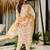Off white silk blend printed kurta pant set