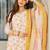 Off white silk blend printed kurta pant set