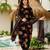 Black silk blend printed kurta pant set