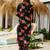 Black silk blend printed kurta pant set