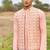 pink cotton kurta pajama set with embroidered jacket