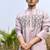 lavender organza kurta pajama with floral embroidery