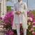 white quilted raw silk sherwani set