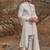 white quilted raw silk sherwani set