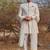 white quilted raw silk sherwani set