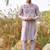 lavender textured chanderi kurta pajama set