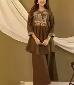 Olive Green Embroidered Cotton Co-Ord Set