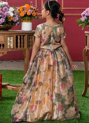 Multicolor Floral Printed Silk Lehenga Set 4