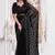 Black color resham embroidery work zarkhan diamond work net saree with blouse