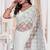 White color resham embroidery work zarkhan diamond work net saree with blouse