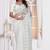 White color resham embroidery work zarkhan diamond work net saree with blouse