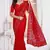 Red color resham embroidery work zarkhan diamond work net saree with blouse