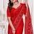 Red color resham embroidery work zarkhan diamond work net saree with blouse