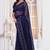 Navy blue color resham embroidery work zarkhan diamond work net saree with blouse