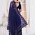 Navy blue color resham embroidery work zarkhan diamond work net saree with blouse