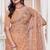 Peach color resham embroidery work zarkhan diamond work net saree with blouse