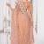 Peach color resham embroidery work zarkhan diamond work net saree with blouse
