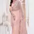 Light peach color resham embroidery work zarkhan diamond work net saree with blouse