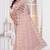 Light peach color resham embroidery work zarkhan diamond work net saree with blouse
