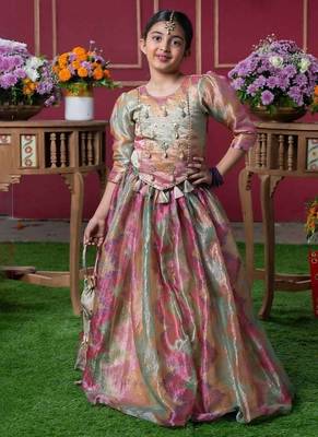 Multicolor Embroidered Silk Lehenga Set 1