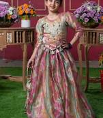 Multicolor Embroidered Silk Lehenga Set