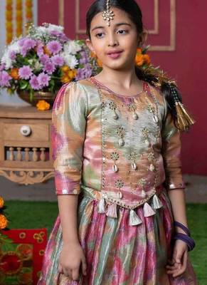 Multicolor Embroidered Silk Lehenga Set 2
