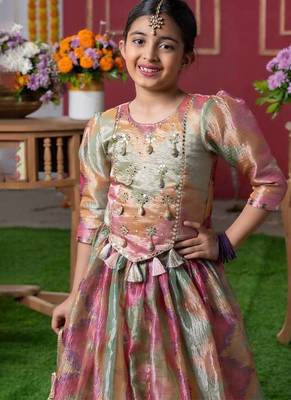 Multicolor Embroidered Silk Lehenga Set 3