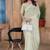 Cream color resham sequence embroidery work zarkhan work gold crush saree with blouse