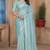 Sky blue color resham sequence embroidery work zarkhan work gold crush saree with blouse