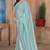 Sky blue color resham sequence embroidery work zarkhan work gold crush saree with blouse