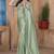 Pista color resham sequence embroidery work zarkhan work gold crush saree with blouse