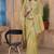 Green color resham sequence embroidery work zarkhan work gold crush saree with blouse