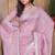 Pink color resham sequence embroidery work zarkhan work gold crush saree with blouse