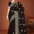 Black color zari embroidery work zarkhan work fendy silk saree with blouse