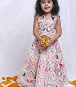 Pink Printed Silk Lehenga Set