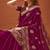 Wine color zari embroidery work zarkhan work fendy silk saree with blouse