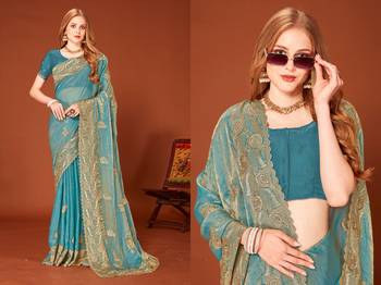 Pink color zari embroidery work zarkhan work fendy silk blend saree with blouse 3