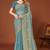 Sky blue color zari embroidery work zarkhan work fendy silk saree with blouse