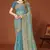 Sky blue color zari embroidery work zarkhan work fendy silk saree with blouse