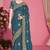 Designer teal blue heavy zari embroidery zarkan boder silk saree