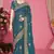 Designer teal blue heavy zari embroidery zarkan boder silk saree