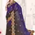 Purple designer zari resham multi embroidery satin silk saree