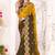Mustard designer zari resham multi embroidery satin silk saree