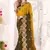 Mustard designer zari resham multi embroidery satin silk saree