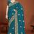 Designer teal blue zari embroidery zarkan work silk saree