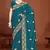 Designer teal blue zari embroidery zarkan work silk saree